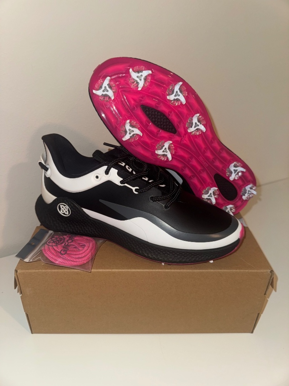 G/FORE MG4+ O2 G/LOCK Spiked Golf Shoe Sneaker⛳ MULTIPLE SIZES⛳Onyx Black Pink